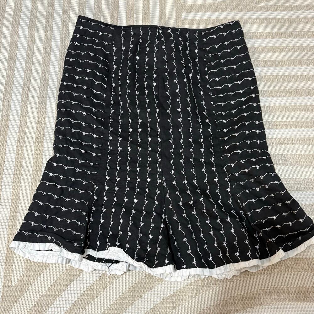 Y2K Silkland Whimsygoth Midi Black Skirt Women's 16 XL 100% Linen